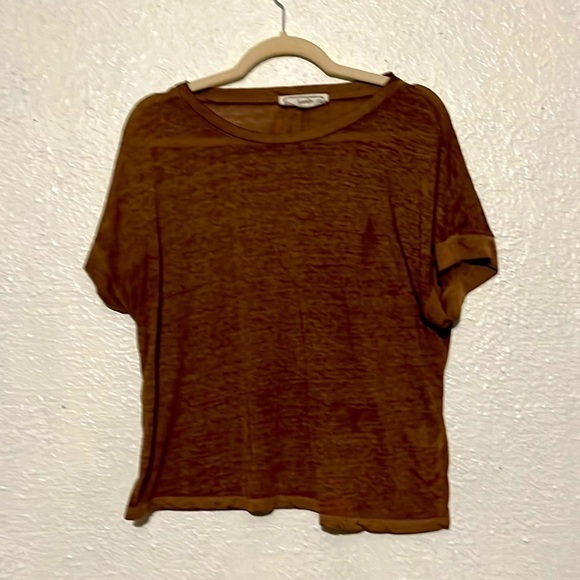Hippie Rose, brown, sheer T-shirt, size large - Picture 1 of 8
